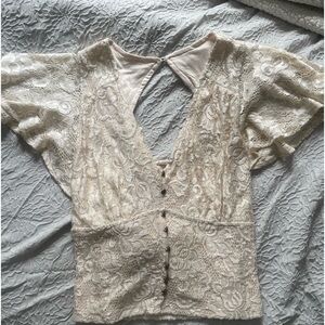 Anthropologie V-Neck Flutter Hem NWT